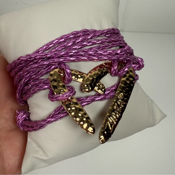 ZUMBA Gold Heart Wrap Around Bracelet NEW Purple Metallic NWOT - Picture 2 of 12